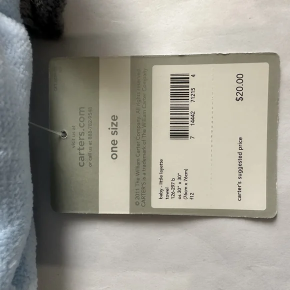 Carter's Little Layette Baby Light Blue Bear Hooded Towel - Picture 4 of 5